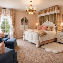 Unwind in The Beland’s Blushing Rose Suite—King Comfort in Grand Colonial Style